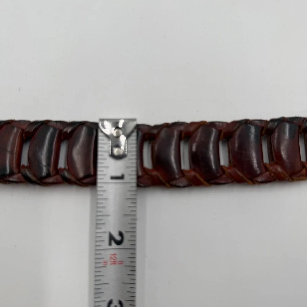 Vintage Tallen Mens Brown Italian Full Grain Leather Ladder Belt Made in Turkey